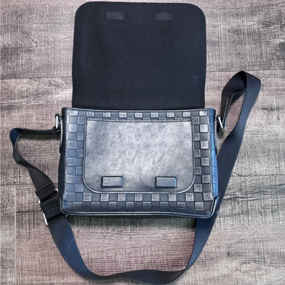Louis Vuitton Black and Gray Checkered Messenger Bag